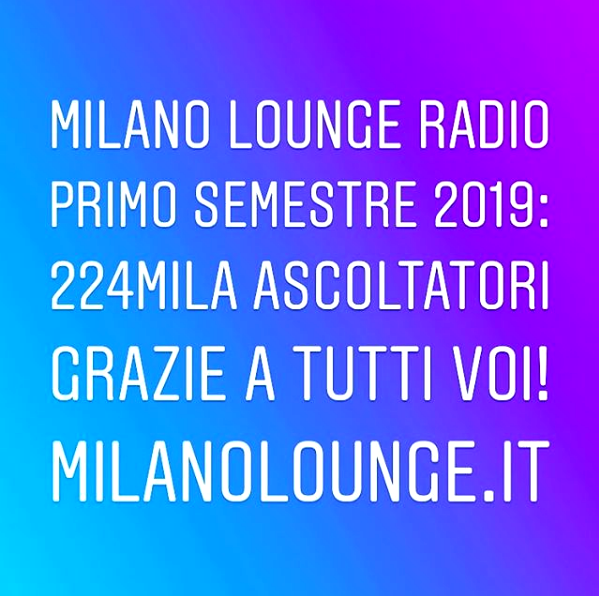 224mila ascoltatori unici per Milano Lounge Radio nel 1° semestre 2019